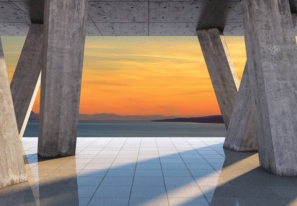 Fototapeta - Terasa s výhledem na ostrov (152,5x104 cm)