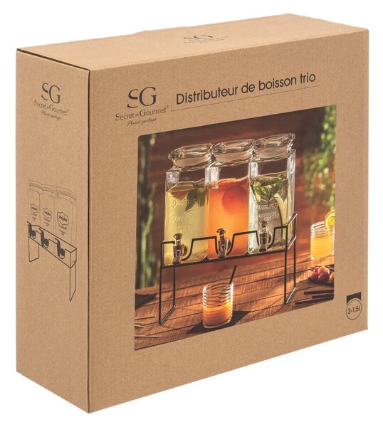 Nádoby na limonádu MODERN na stojanu, 3 x 1,5L