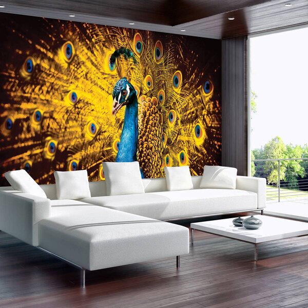 Fototapeta - Páv se žlutým peřím (152,5x104 cm)