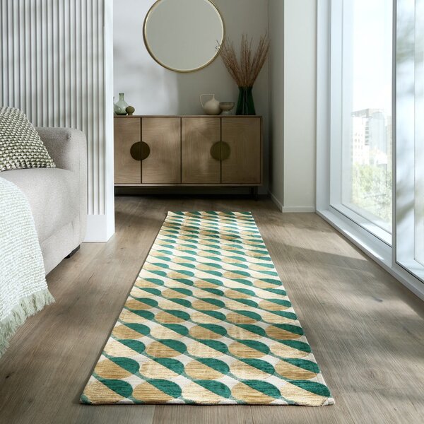 Žluto-zelený běhoun 60x230 cm Carlos Circle Geo – Flair Rugs