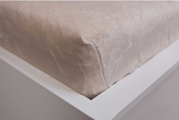 Krémové napínací prostěradlo z mikroflanelu 180x200 cm Basic – Jerry Fabrics