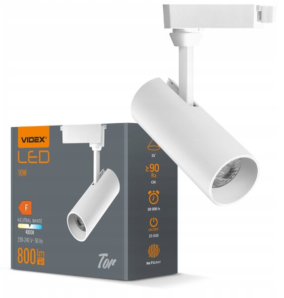 VIDEX LED kolejnicové svítidlo bílé - 10W - neutrální bílá