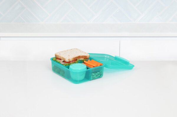 Sistema Dělený svačinový box Lunch Bento s nádobou na jogurt a 2 tácky 1,65 l, mátová