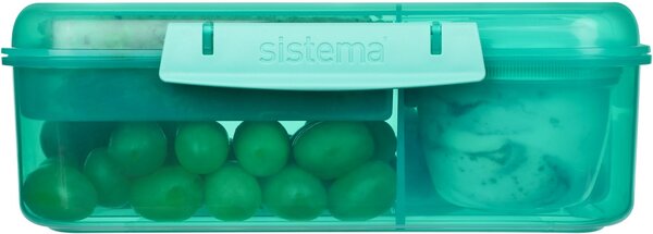 Sistema Dělený svačinový box Lunch Bento s nádobou na jogurt a 2 tácky 1,65 l, mátová