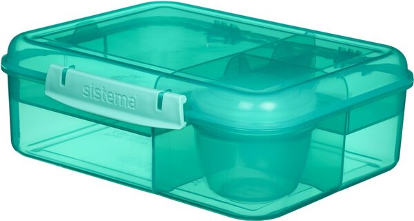 Sistema Dělený svačinový box Lunch Bento s nádobou na jogurt a 2 tácky 1,65 l, mátová