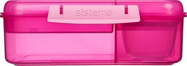 Sistema Dělený svačinový box Lunch Bento s nádobou na jogurt a 2 tácky 1,65 l, růžová