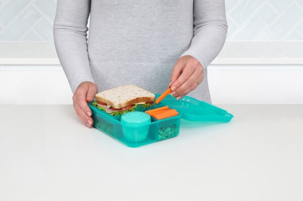 Sistema Dělený svačinový box Lunch Bento s nádobou na jogurt a 2 tácky 1,65 l, mátová
