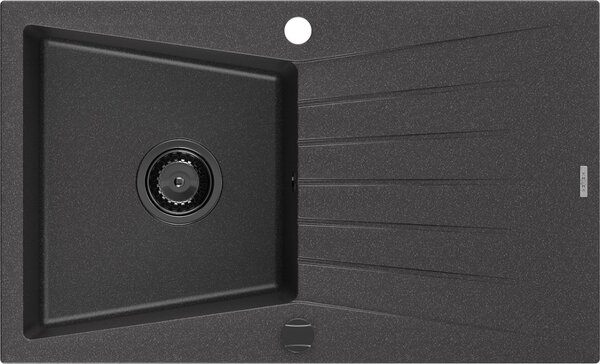 MEXEN/S - Cesar granitový dřez 1 s odkapávačem 775 x 470 mm, černá kropenatá, + černý sifon 6514771010-76-B