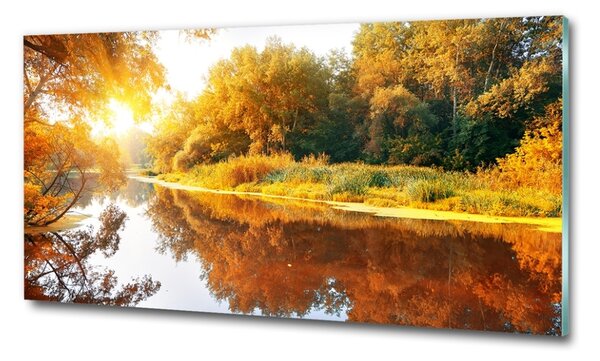 Foto obraz sklo tvrzené Řeka na podzim osh-55244592