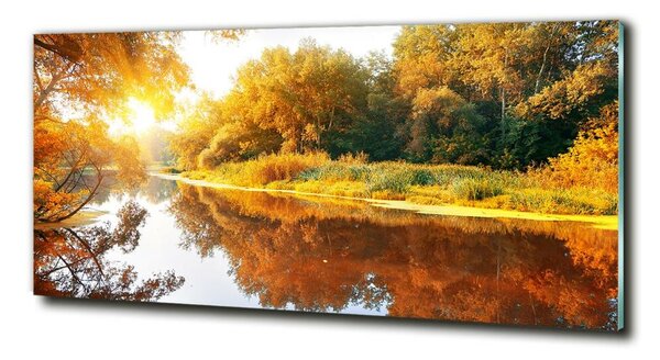 Foto obraz sklo tvrzené Řeka na podzim osh-55244592