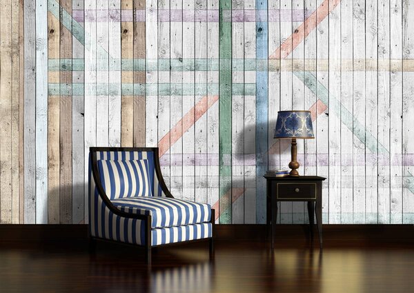 Fototapeta - Barevná dřevěná prkna (152,5x104 cm)