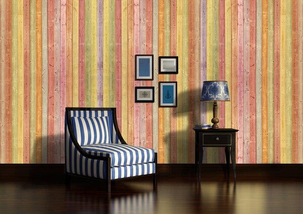Fototapeta - Textura - Barevná Prkna (152,5x104 cm)