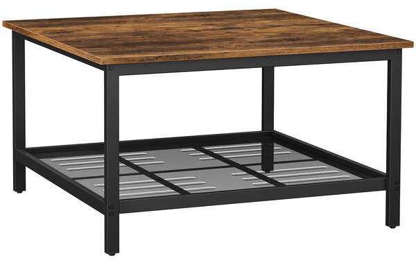 VASAGLE Konferenční stolek Industry, hnědá/černá, 80x80x45 cm