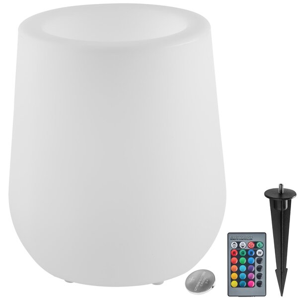 Tectake LED květináč Luminous Courve Pot s dálkovým ovládáním - bílá