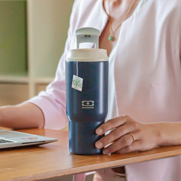 Termohrnek s víčkem a brčkem Travel Infinity Blue 600 ml
