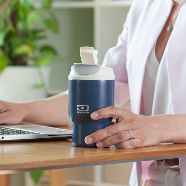 Termohrnek s víčkem a brčkem Travel Infinity Blue 350 ml