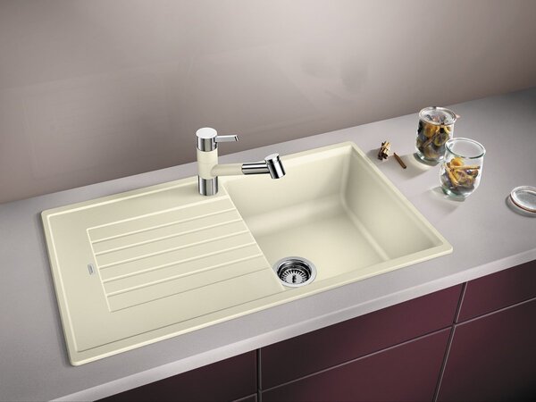 Blanco Zia 5 S, silgranitový dřez 860x500x190 mm, 1-komorový, bílá jemná, BLA-527204