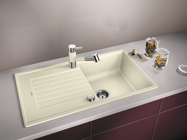 Blanco Zia 5 S, silgranitový dřez 860x500x190 mm, 1-komorový, bílá jemná, BLA-527204