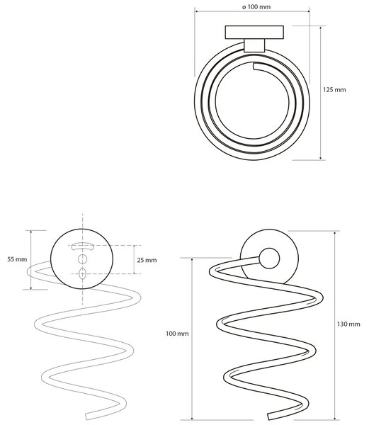 Sapho Sapho, X-ROUND držák fénu, spirálový, chrom, XR002