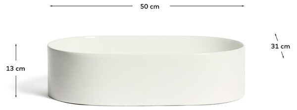 Kave Home Bílé keramické umyvadlo na desku Ovara 50 x 31 cm