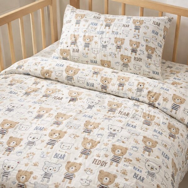Mušelínové povlečení Teddy Bear TiaHome - Dětský set 130x90cm + 65x45cm