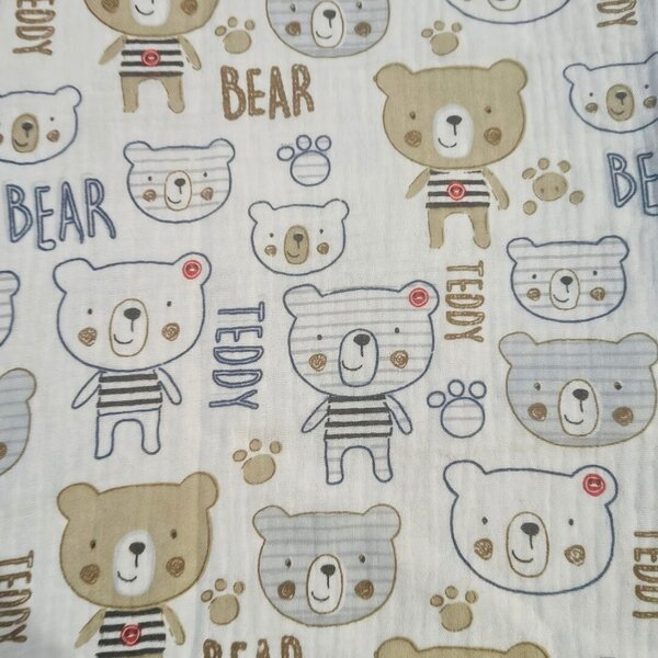 Mušelínové povlečení Teddy Bear TiaHome - Dětský set 130x90cm + 65x45cm