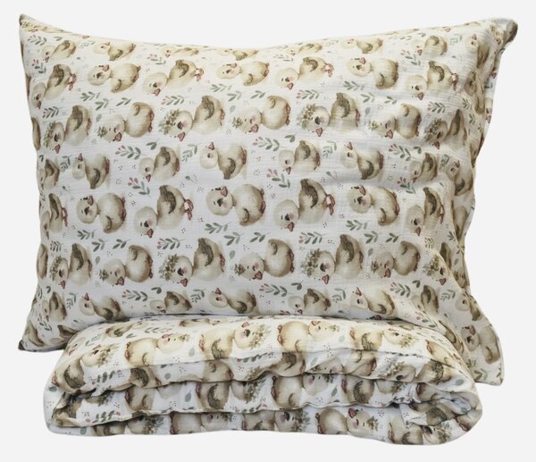 Mušelínové povlečení Kačenky TiaHome - Dětský set 130x90cm + 65x45cm