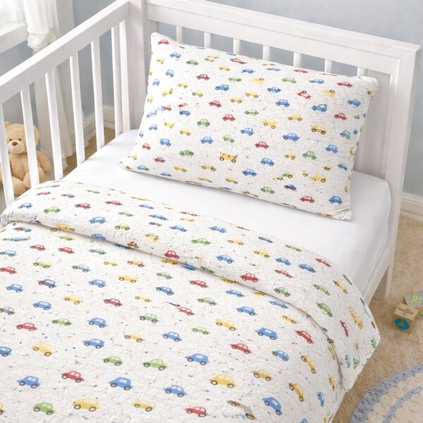 Mušelínové povlečení Autíčko TiaHome - Dětský set 130x90cm + 65x45cm