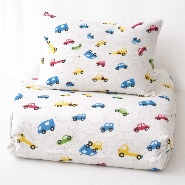 Mušelínové povlečení Autíčko TiaHome - Dětský set 130x90cm + 65x45cm