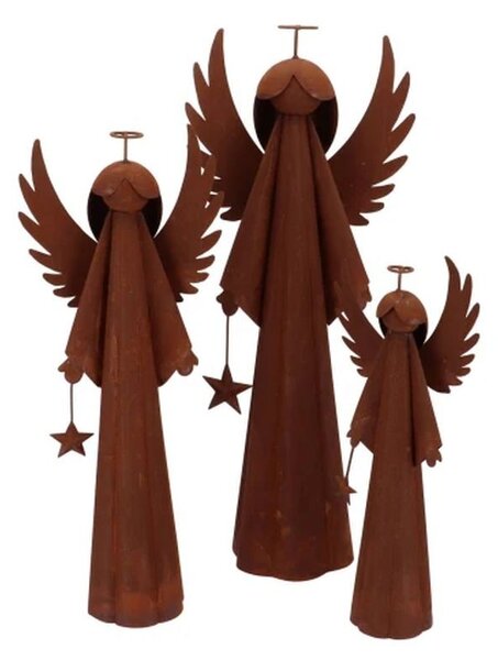 Rezavý antik plechový anděl s hvězdičkou Angel Rusty - 25*15*60 cm - daan kromhout