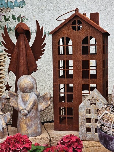 Rezavý antik plechový anděl s hvězdičkou Angel Rusty - 25*15*60 cm - daan kromhout