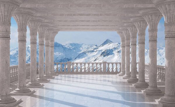 Fototapeta - Sníh hory venkovské krajiny (152,5x104 cm)