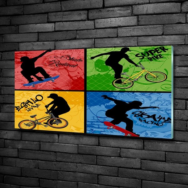 Fotoobraz na skle Kolo a skateboard osh-62041859