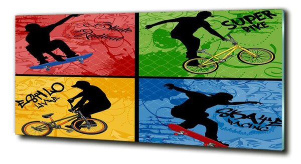 Fotoobraz na skle Kolo a skateboard osh-62041859