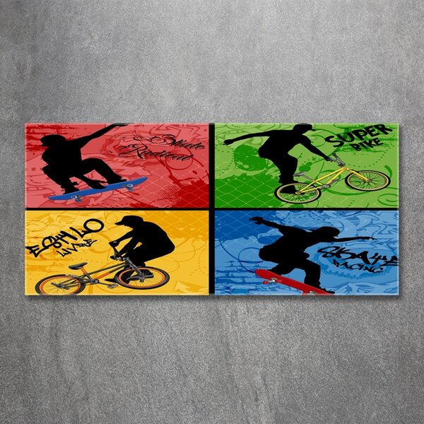 Fotoobraz na skle Kolo a skateboard osh-62041859