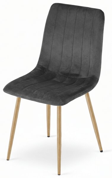 Tmavě šedá sametová židle LAVA GRAPHITE GRAY