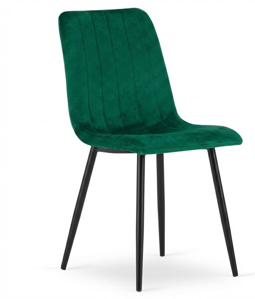 Tmavě zelená sametová židle LAVA BOTTLE GREEN s černými nohami