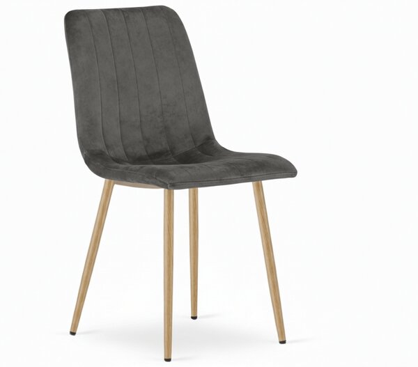 Tmavě šedá sametová židle LAVA GRAPHITE GRAY