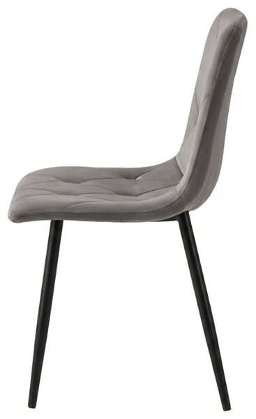 Šedá sametová židle LIBRA SILVER GREY s černými nohami