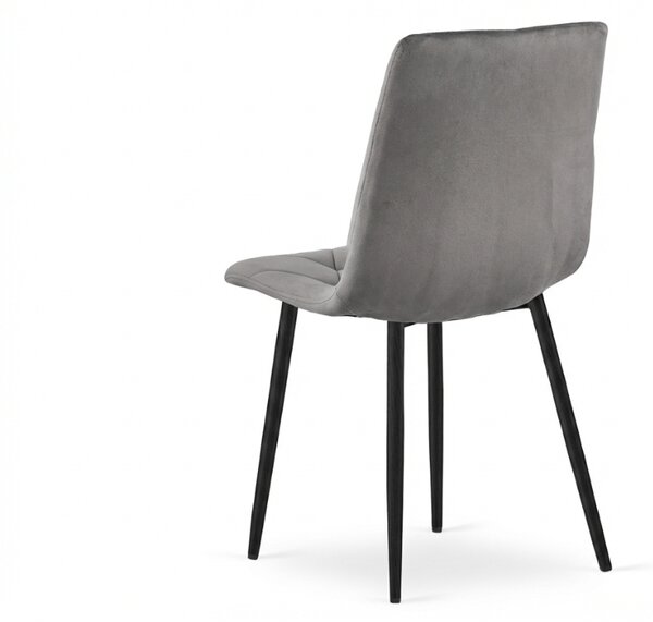 Šedá sametová židle LIBRA SILVER GREY s černými nohami