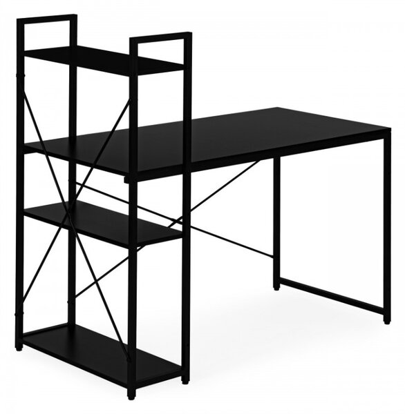 Psací stůl s regálem LOFTY 120x60 cm, černý
