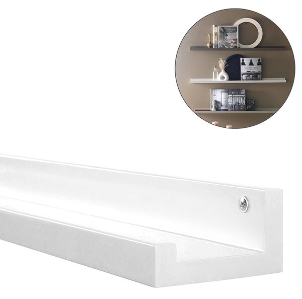 Nástěnná police na obrazy FOTOPLANK 120 cm, bílá