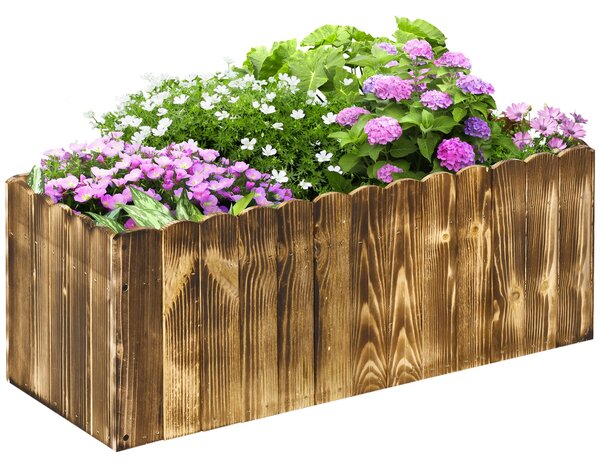 Obdélníkový zahradní květináč Outsunny pro rostliny a květiny, květináč z jedlového dřeva pro vnitřní a venkovní použití, 80x33x30 cm, v přírodním dře