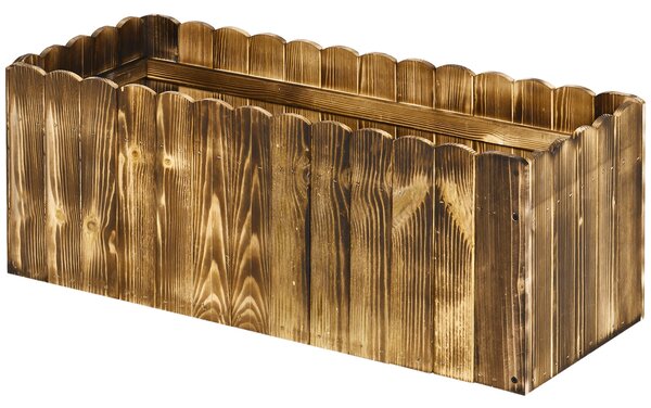 Obdélníkový zahradní květináč Outsunny pro rostliny a květiny, květináč z jedlového dřeva pro vnitřní a venkovní použití, 80x33x30 cm, v přírodním dře
