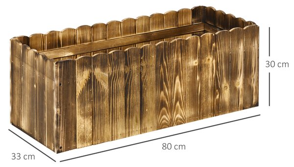 Obdélníkový zahradní květináč Outsunny pro rostliny a květiny, květináč z jedlového dřeva pro vnitřní a venkovní použití, 80x33x30 cm, v přírodním dře