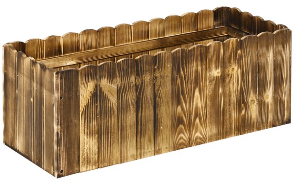 Obdélníkový zahradní květináč Outsunny pro rostliny a květiny, květináč z jedlového dřeva pro vnitřní a venkovní použití, 80x33x30 cm, v přírodním dře