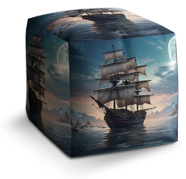 Sablio Taburet Cube Plachetnice mezi skalami - 40x40x40 cm