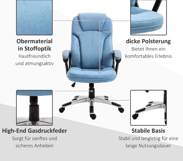 Vinsetto Kancelářská židle Počítačová židle Otočná židle Výškově nastavitelná Houpací funkce s opěrkou hlavy a polstrovanými područkami Ergonomická Sv