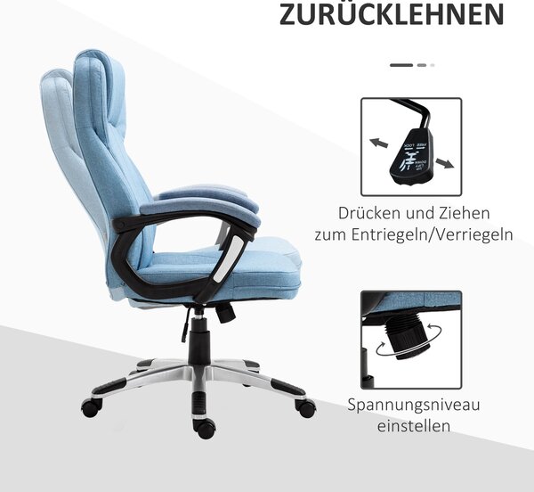 Vinsetto Kancelářská židle Počítačová židle Otočná židle Výškově nastavitelná Houpací funkce s opěrkou hlavy a polstrovanými područkami Ergonomická Sv