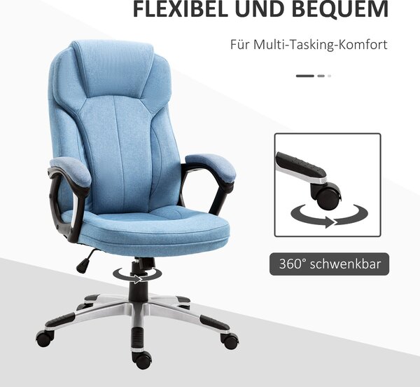 Vinsetto Kancelářská židle Počítačová židle Otočná židle Výškově nastavitelná Houpací funkce s opěrkou hlavy a polstrovanými područkami Ergonomická Sv
